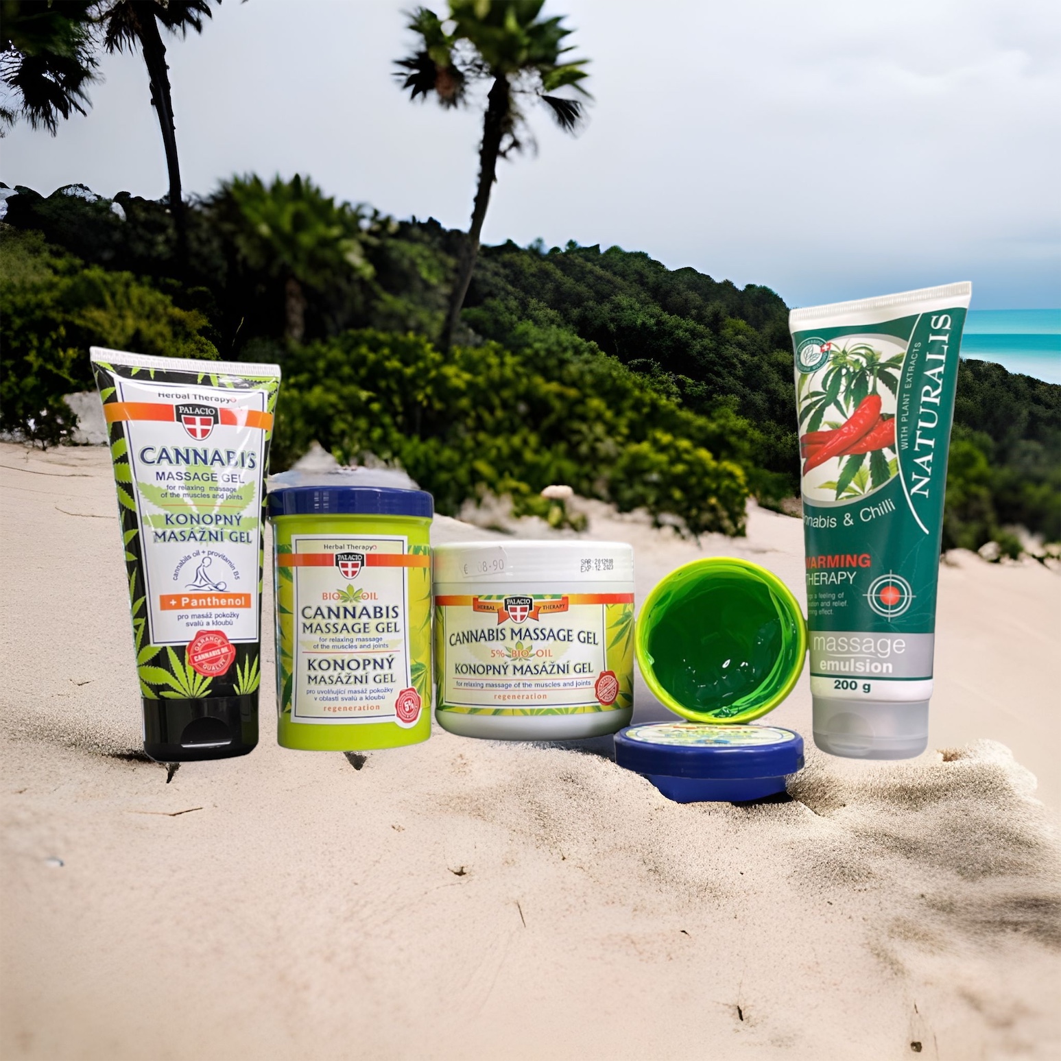 Abbildung verschiedener Massagegels