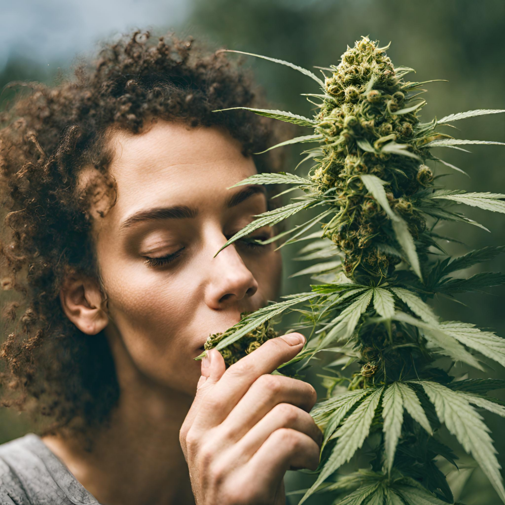 Symbolbild für Geschmack - Person riecht an einer Pflanze